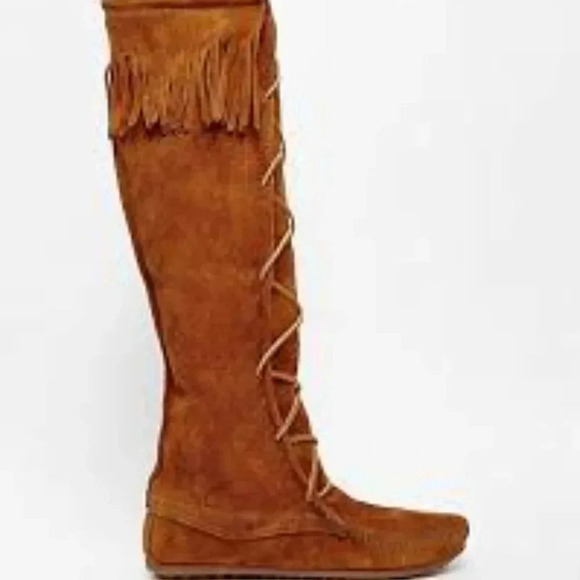 Minnetonka Front Lace Tall Knee High Boots 7.5 - Picture 14 of 14
